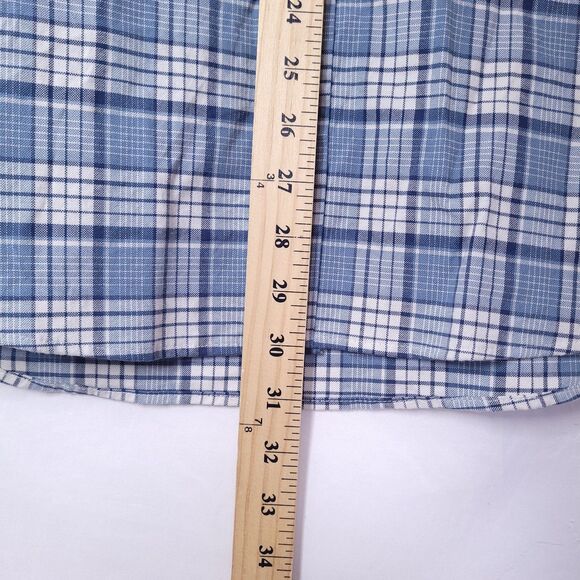 LL Bean Shirt Mens Medium Plaid Blue, White Slightly Fitted Oxford Comfort - Picture 6 of 10